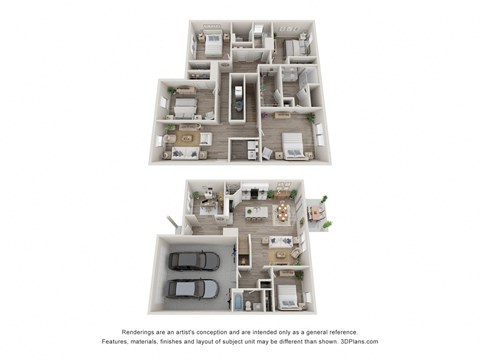 Floor plan for 5 beds, 3 baths, 2600 sqft